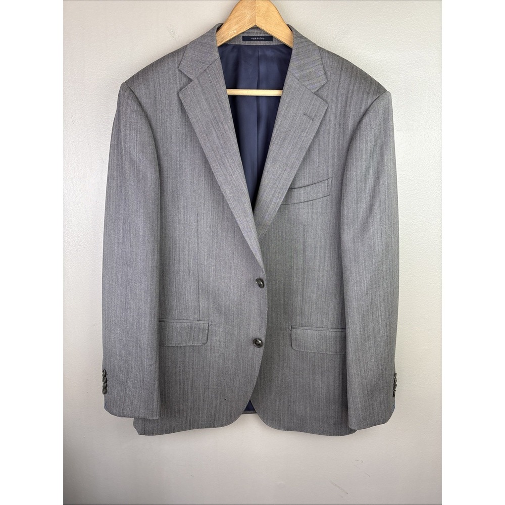 Suit Supply Gray Herringbone Wool Blazer 52 Surgeon Cuffs Flaws NWT